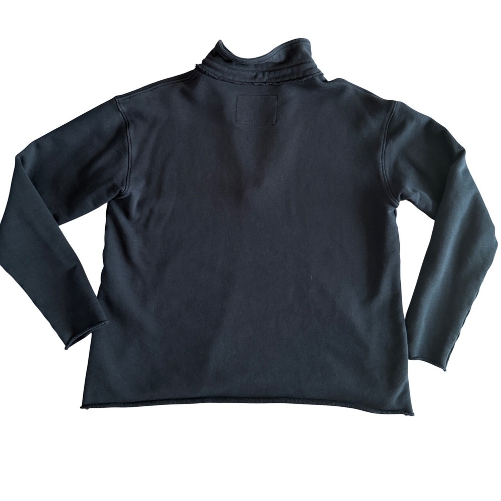 Frank & Eileen Tee Lab Navy Cotton Raw Hem V-Neck Sweatshirt LAB510TF Size S - Picture 2 of 7
